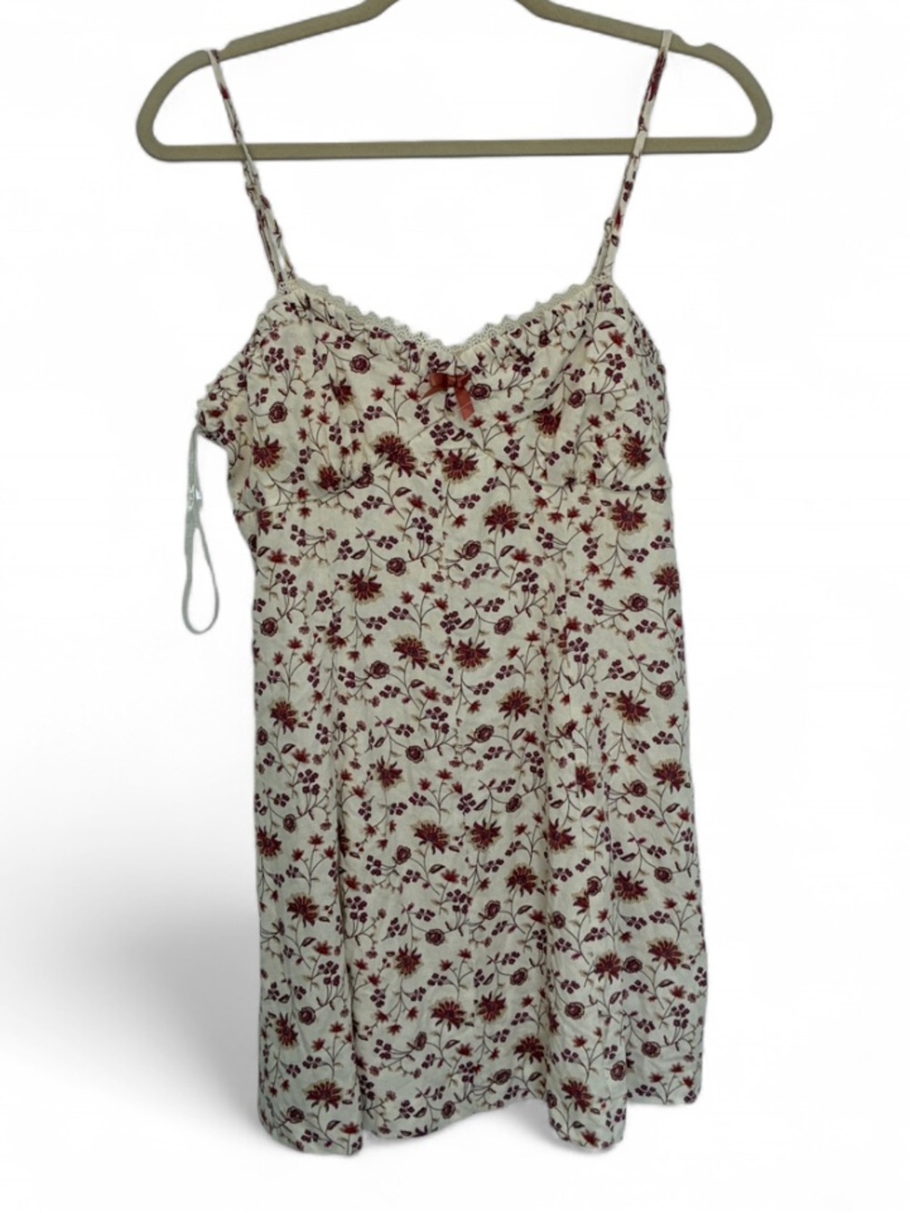 NWT Trixxi Cream Linen Blend Mini Dress with Red Floral Print
